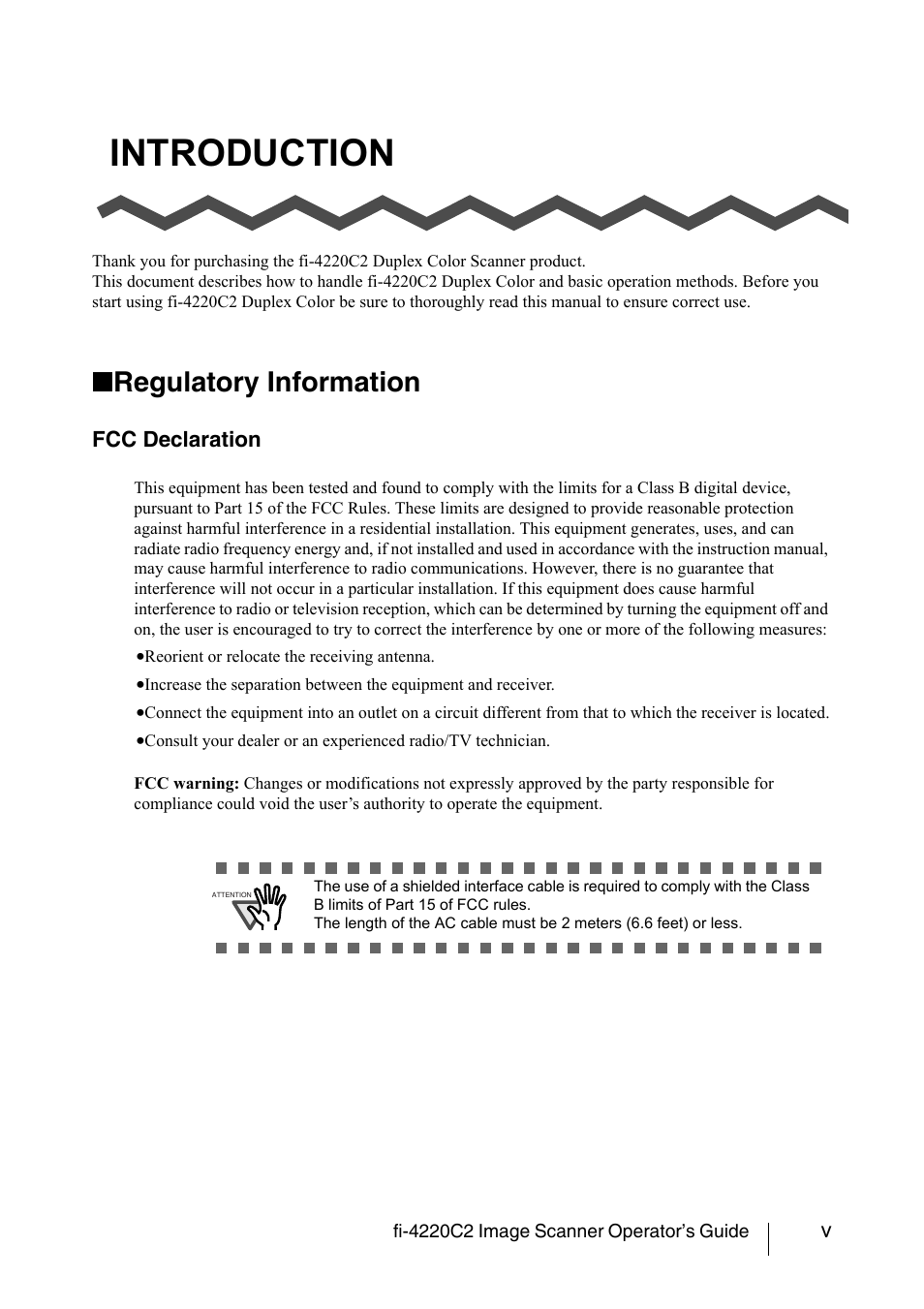 Introduction, Regulatory information, Regulatory informatio | FUJITSU fi-4220C2 User Manual | Page 7 / 141