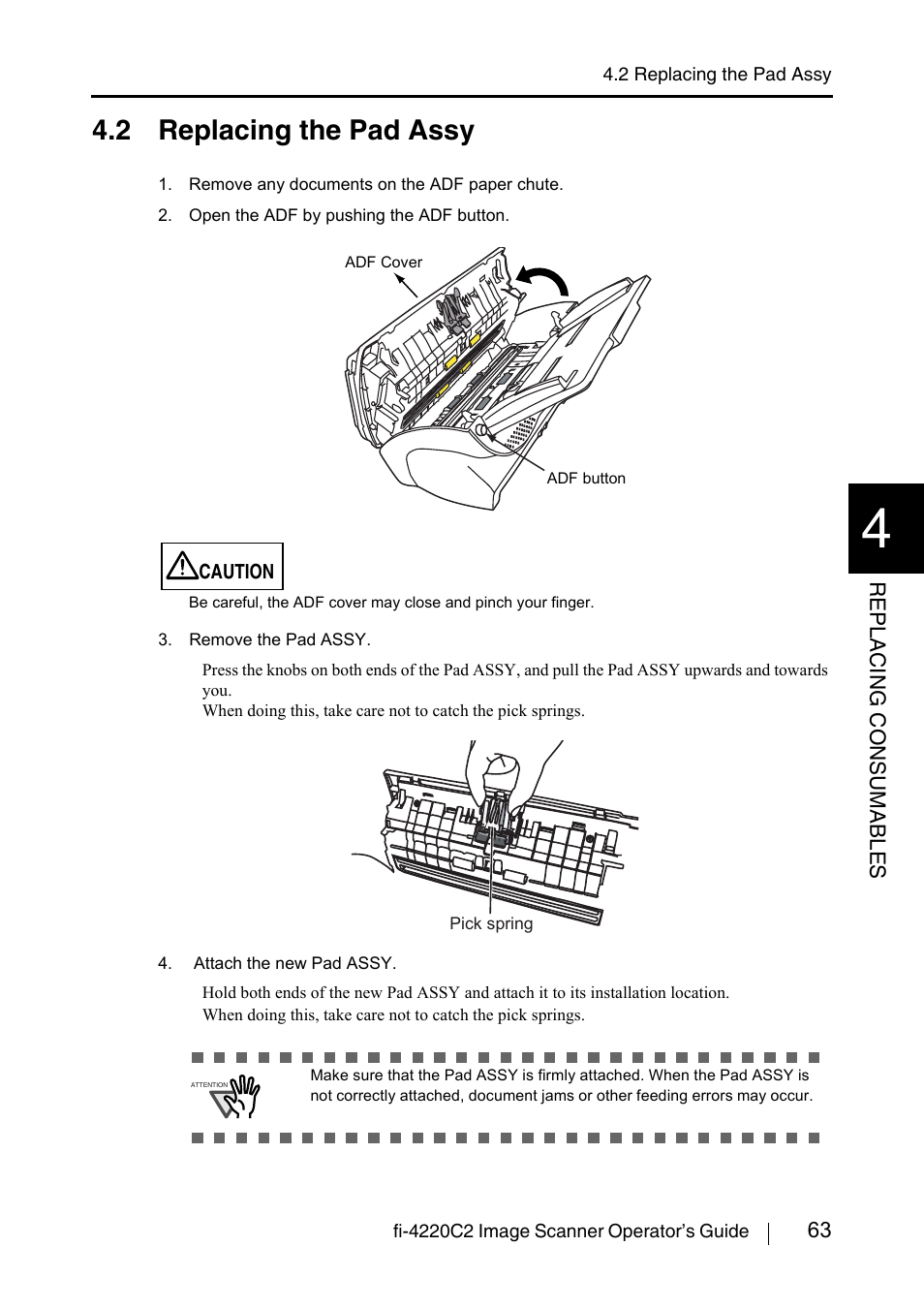 2 replacing the pad assy | FUJITSU fi-4220C2 User Manual | Page 79 / 141