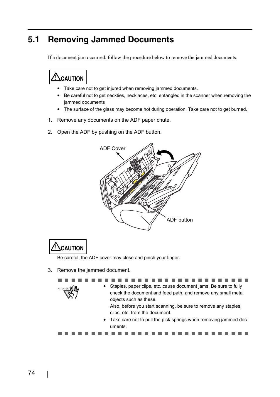 1 removing jammed documents | FUJITSU fi-4220C2 User Manual | Page 90 / 141