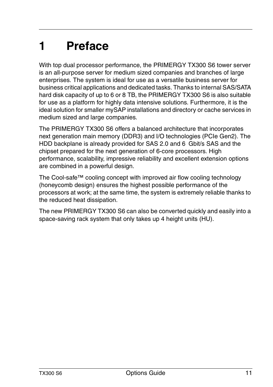Preface, 1preface | FUJITSU TX300 User Manual | Page 11 / 122