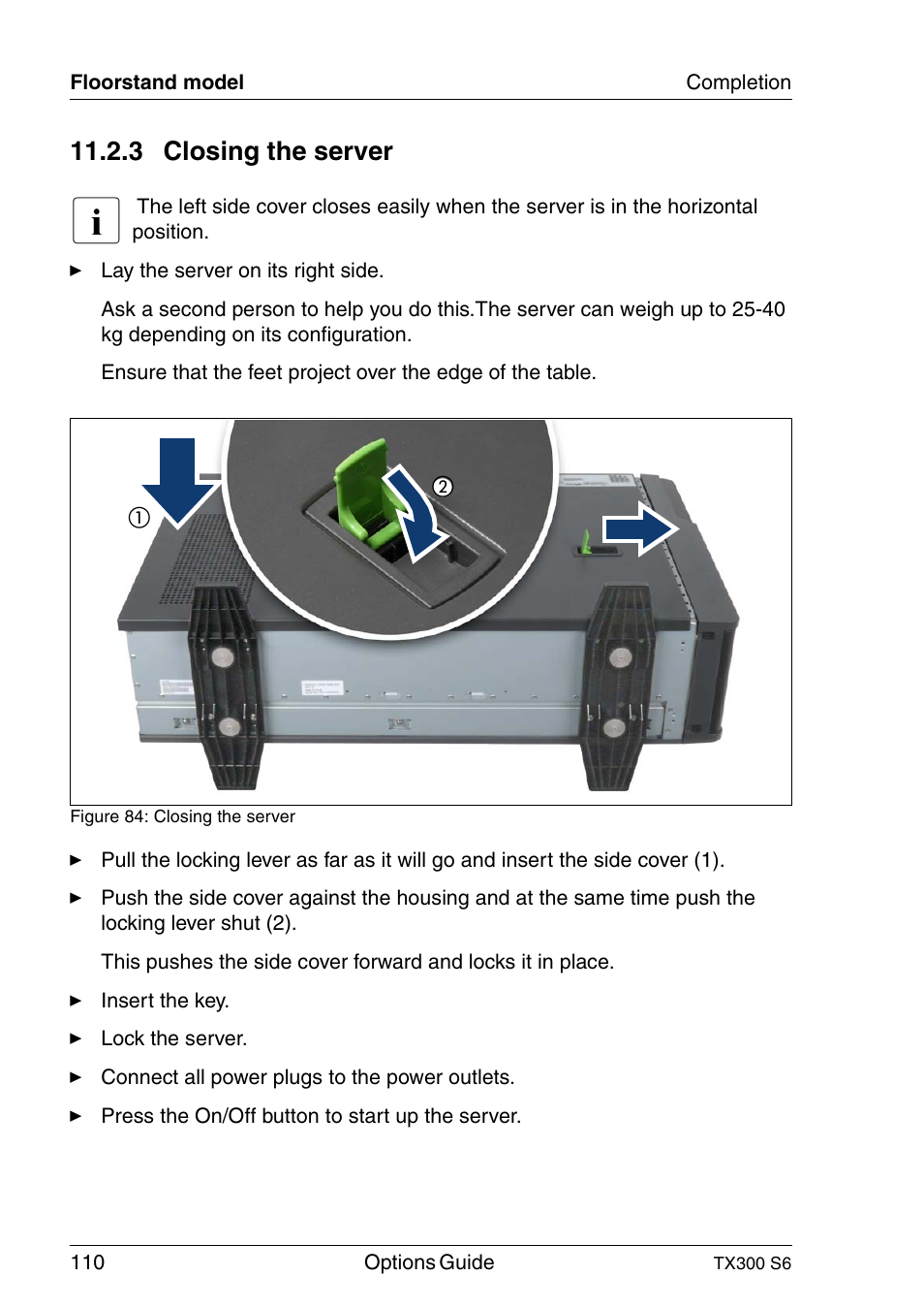 Closing the server, 3 closing the server | FUJITSU TX300 User Manual | Page 110 / 122