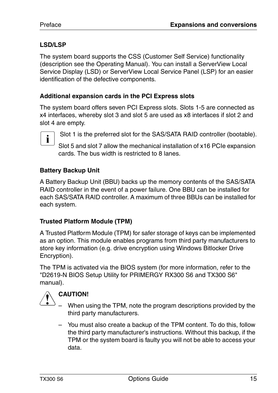 FUJITSU TX300 User Manual | Page 15 / 122