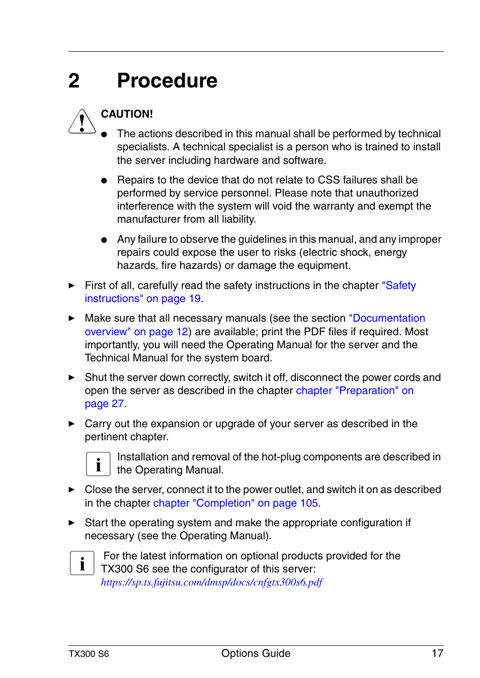 Procedure, 2procedure | FUJITSU TX300 User Manual | Page 17 / 122
