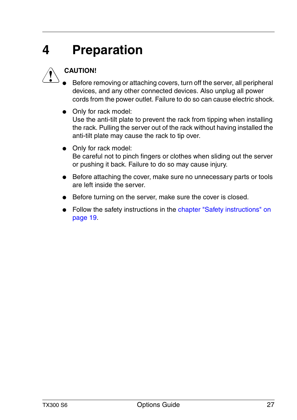 Preparation, Chapter "preparation" on, 4preparation | FUJITSU TX300 User Manual | Page 27 / 122
