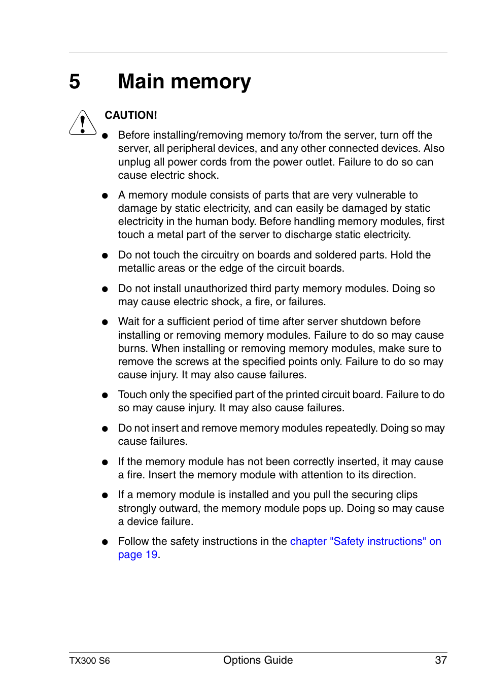 Main memory | FUJITSU TX300 User Manual | Page 37 / 122