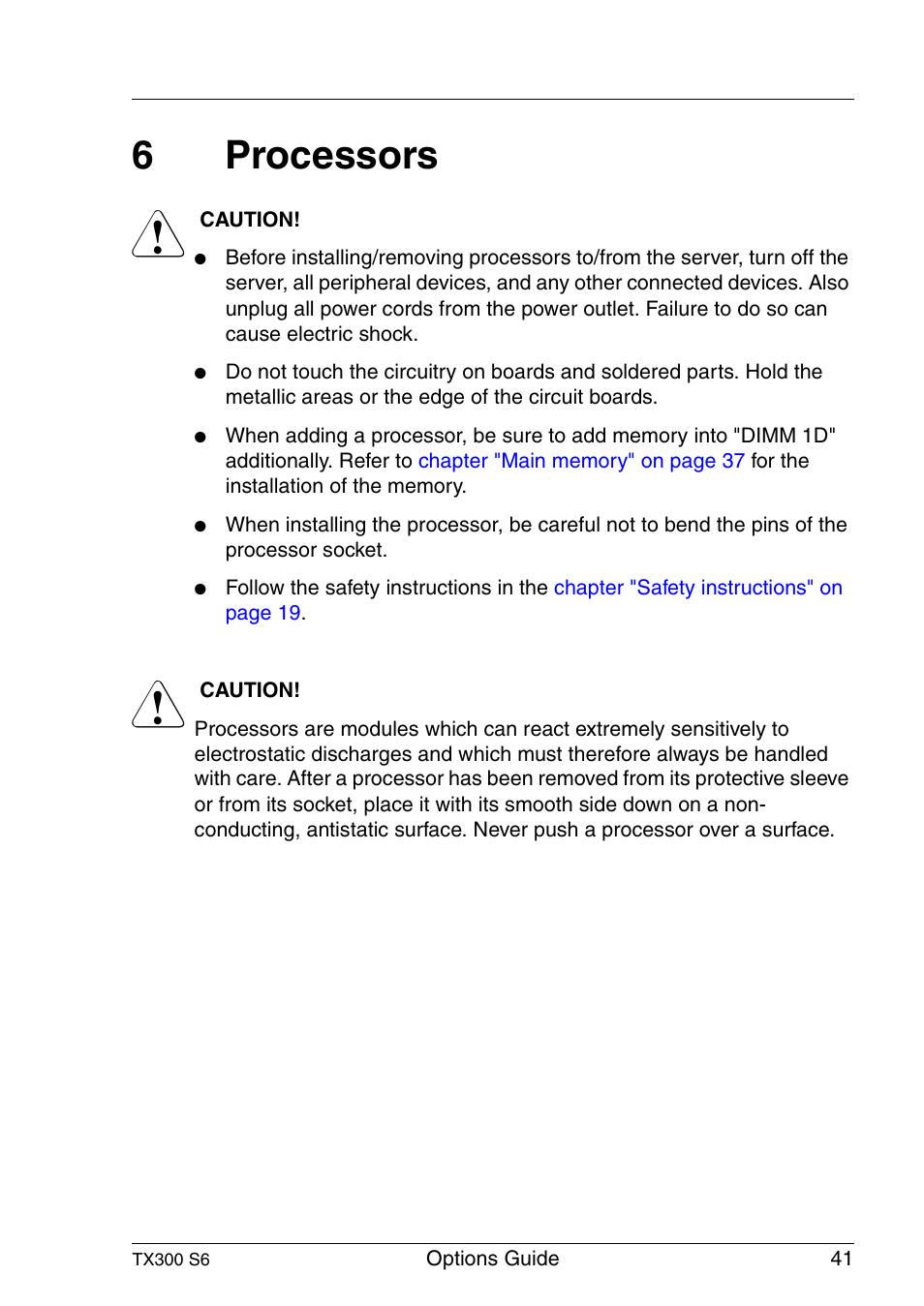 Processors, 6processors | FUJITSU TX300 User Manual | Page 41 / 122