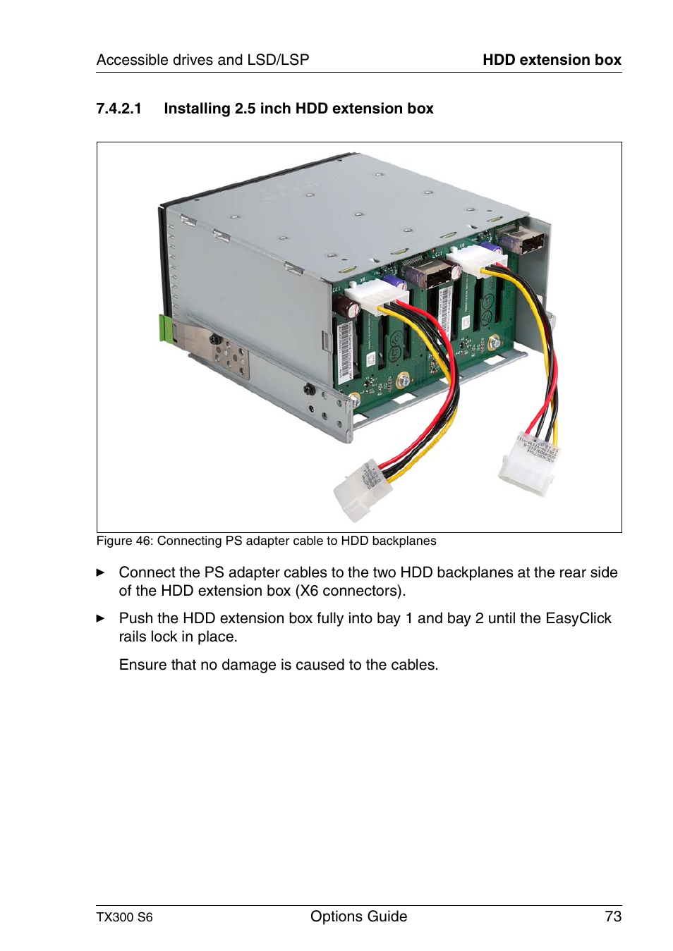 Installing 2.5 inch hdd extension box | FUJITSU TX300 User Manual | Page 73 / 122