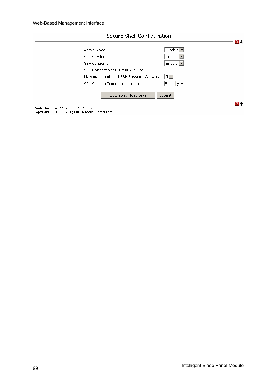 Security menu | FUJITSU PRIMERGY BX600 User Manual | Page 100 / 288