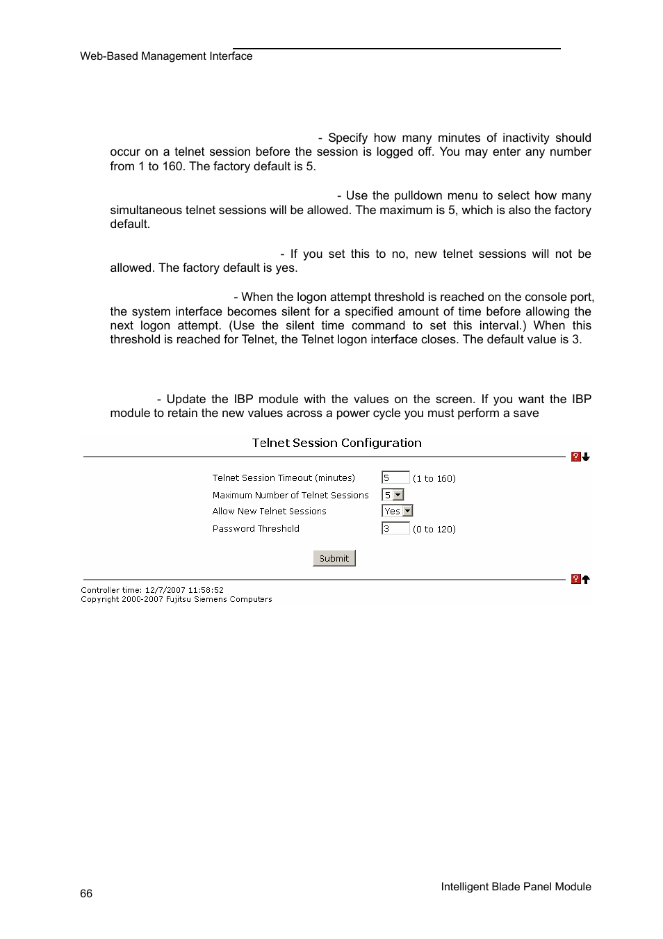 Panel settings menu | FUJITSU PRIMERGY BX600 User Manual | Page 67 / 288