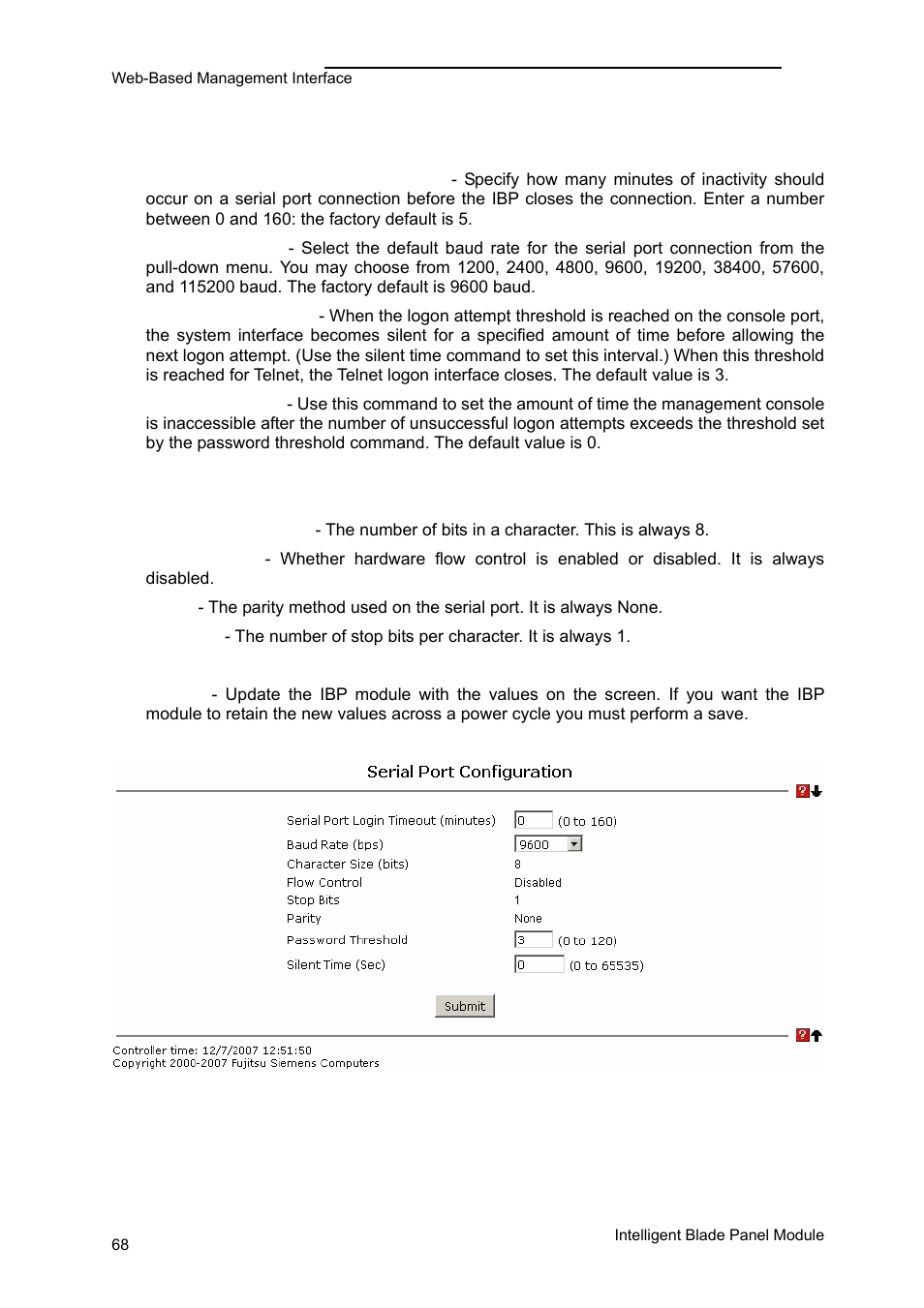 Panel settings menu | FUJITSU PRIMERGY BX600 User Manual | Page 69 / 288