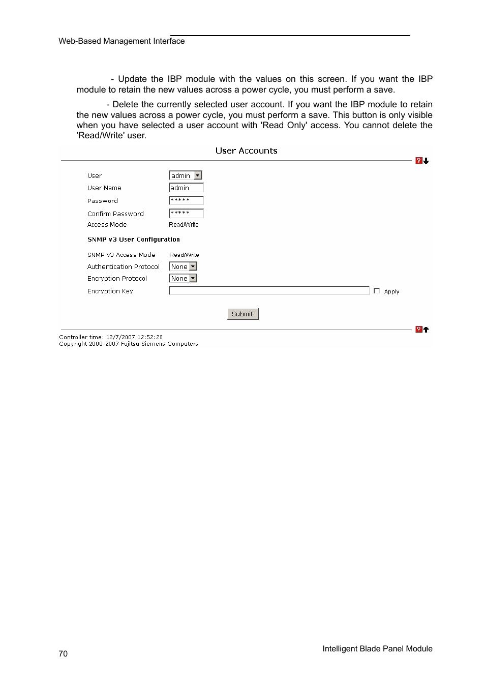 Panel settings menu | FUJITSU PRIMERGY BX600 User Manual | Page 71 / 288
