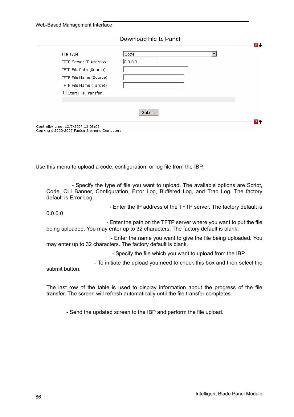 Panel settings menu | FUJITSU PRIMERGY BX600 User Manual | Page 87 / 288