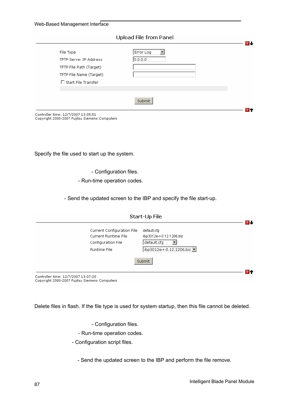 Panel settings menu | FUJITSU PRIMERGY BX600 User Manual | Page 88 / 288