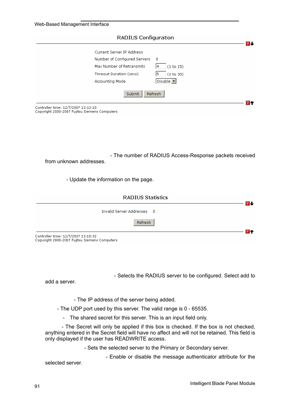 Security menu | FUJITSU PRIMERGY BX600 User Manual | Page 92 / 288