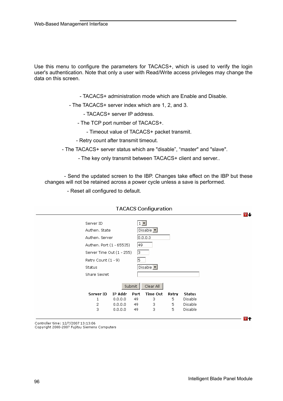 Security menu | FUJITSU PRIMERGY BX600 User Manual | Page 97 / 288