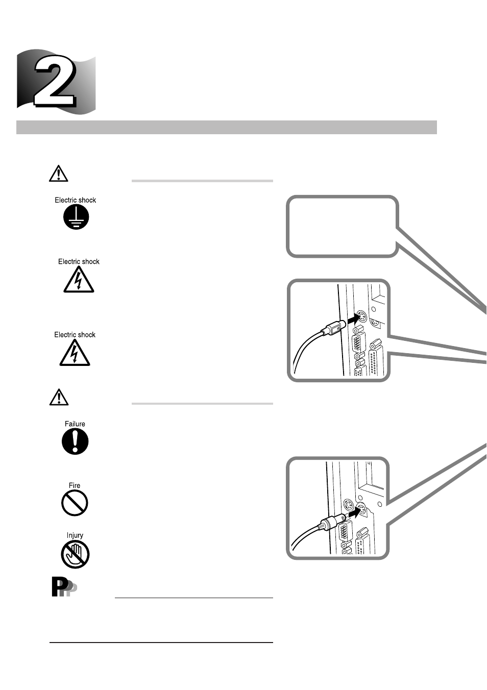 2 connection, Connection, Point | Warning caution | FUJITSU DESKPOWER 6000 User Manual | Page 14 / 105
