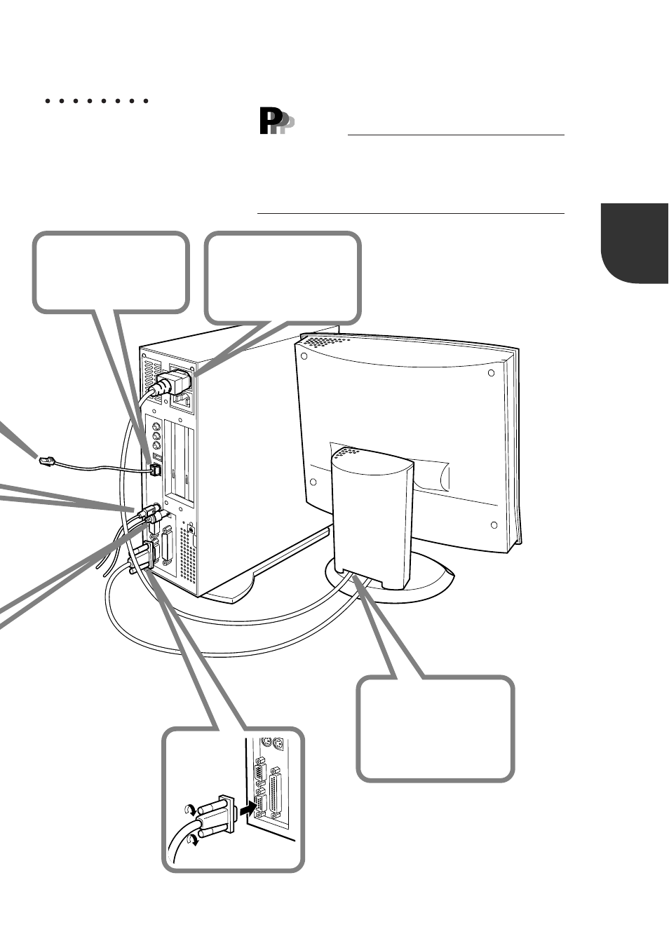 Attaching display, keyboard, mouse, and lan cables, Point | FUJITSU DESKPOWER 6000 User Manual | Page 15 / 105