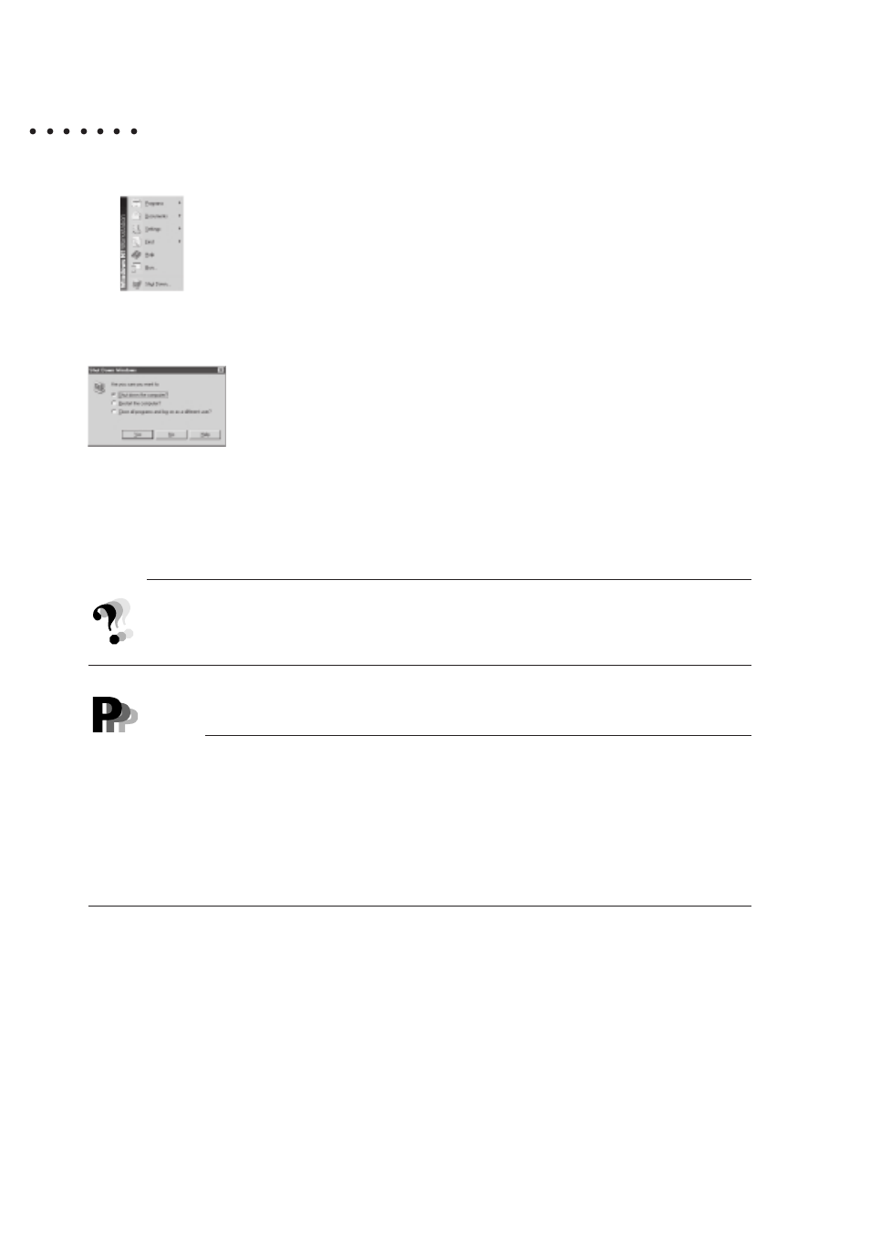 Turning off the power via windows nt, Turning off the power via windows nt 1, Help | Point | FUJITSU DESKPOWER 6000 User Manual | Page 22 / 105