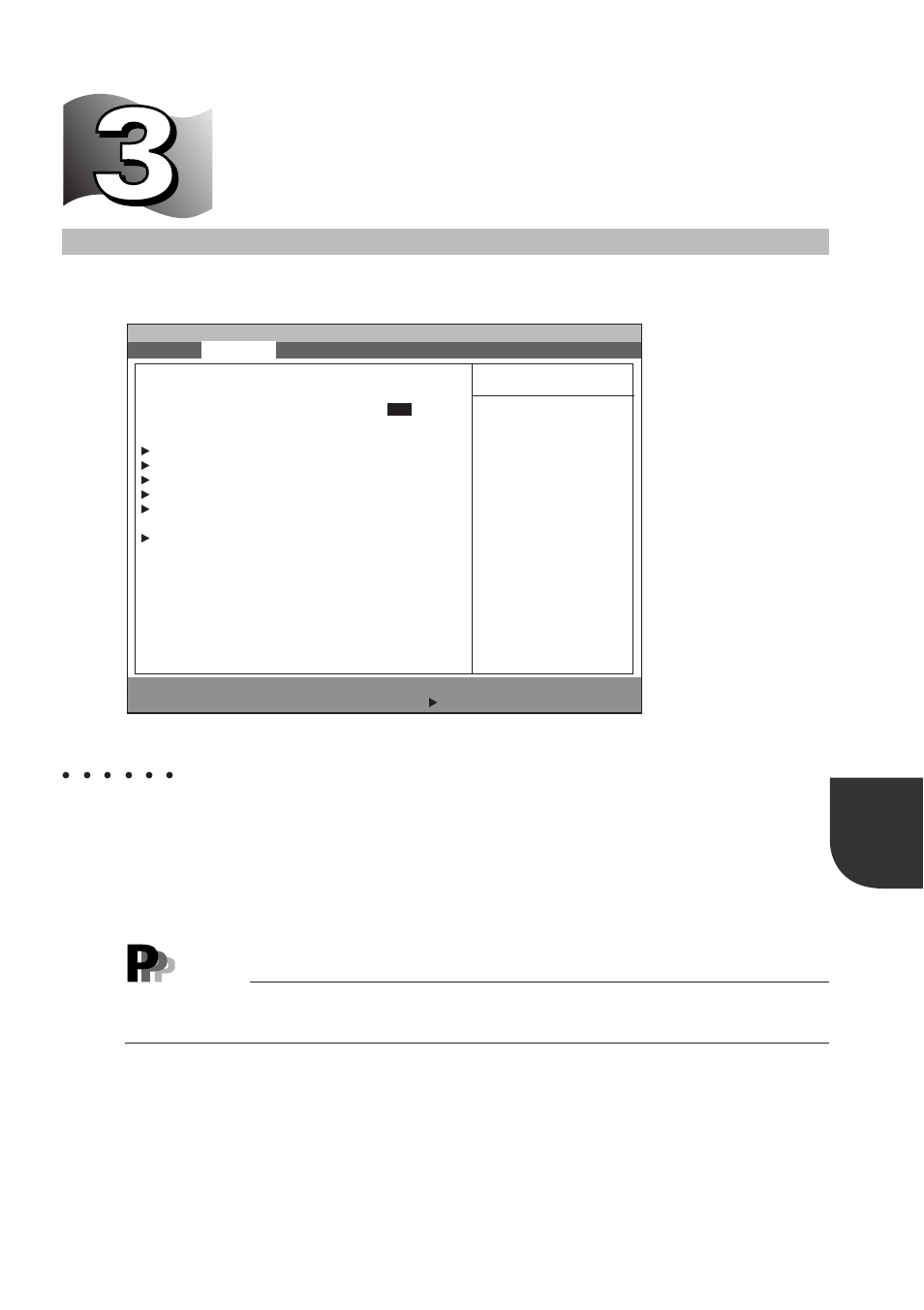 3 detail menu, Details on setup items, Detail menu | Point, Plug & play os, Protected device configurations | FUJITSU DESKPOWER 6000 User Manual | Page 47 / 105