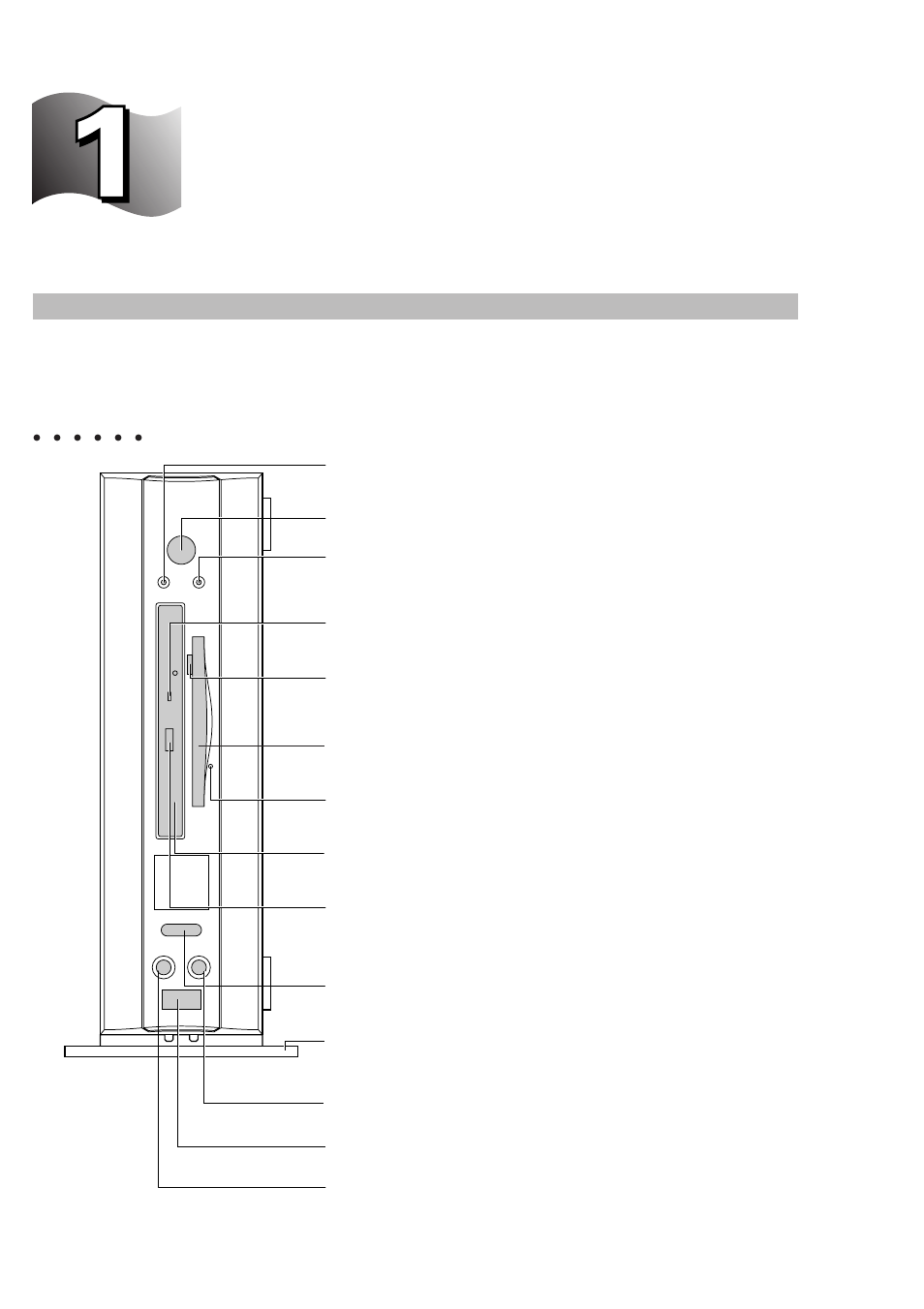 1 name and function of each component, Front of the pc main unit, Name and function of each component | FUJITSU DESKPOWER 6000 User Manual | Page 86 / 105