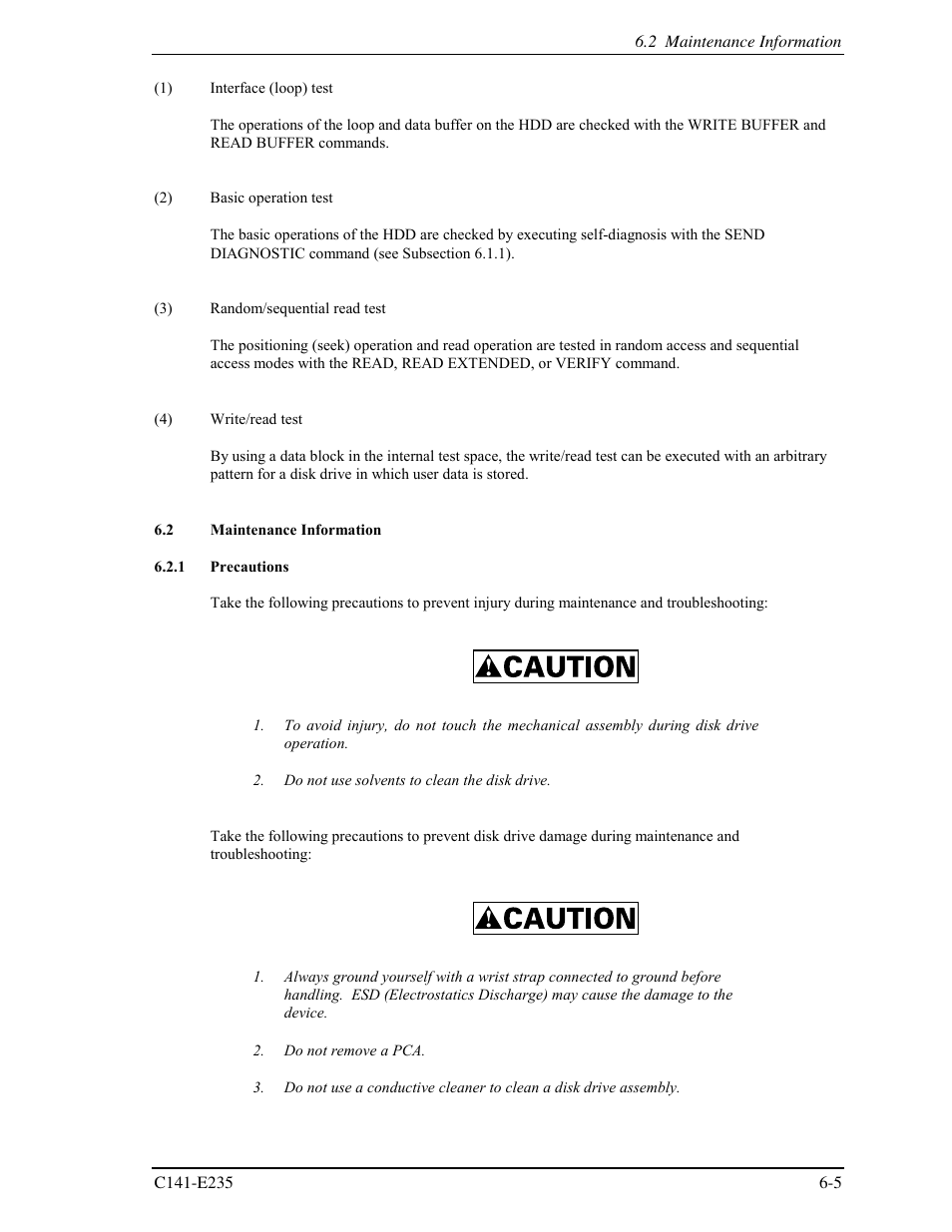 2 maintenance information, 1 precautions | FUJITSU HARD DISK DRIVES MAW3147FC User Manual | Page 83 / 112