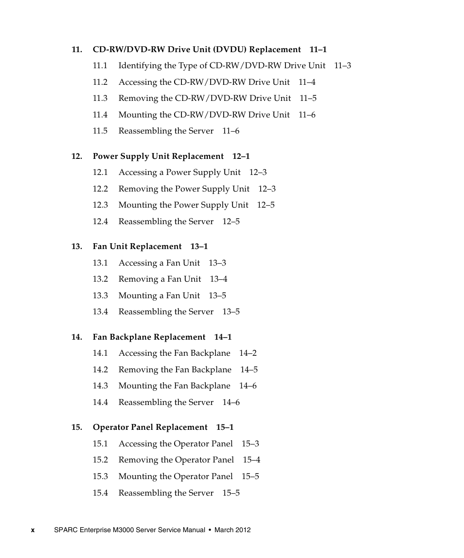 FUJITSU SPARC Enterprise Server M3000 User Manual | Page 10 / 202