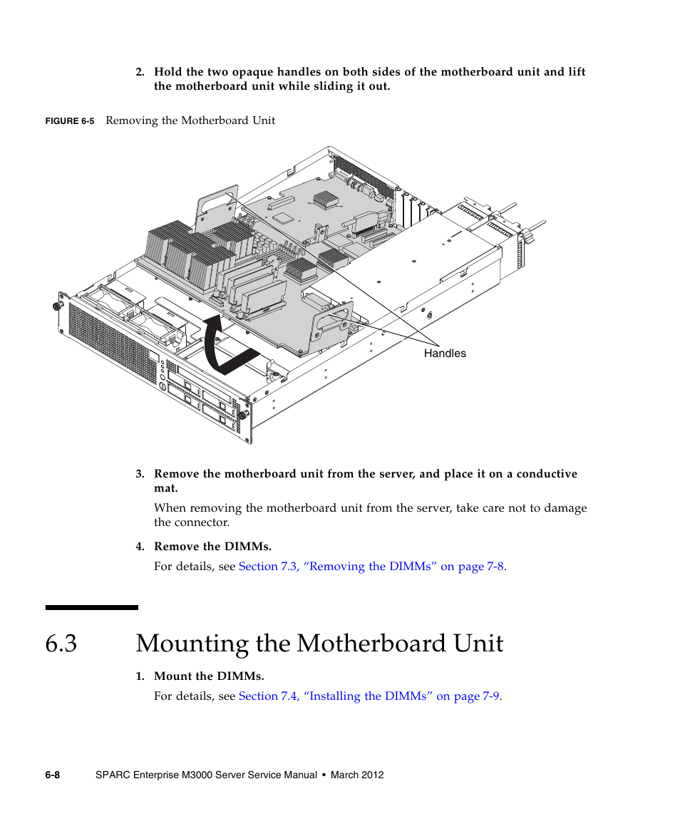 3 mounting the motherboard unit, Mounting the motherboard unit | FUJITSU SPARC Enterprise Server M3000 User Manual | Page 102 / 202