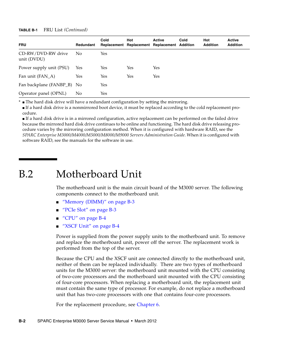 B.2 motherboard unit, Motherboard unit | FUJITSU SPARC Enterprise Server M3000 User Manual | Page 172 / 202