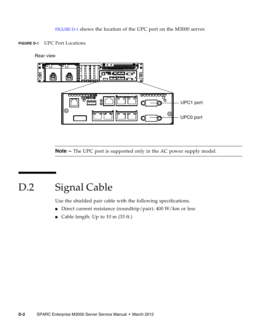 D.2 signal cable, Signal cable | FUJITSU SPARC Enterprise Server M3000 User Manual | Page 184 / 202