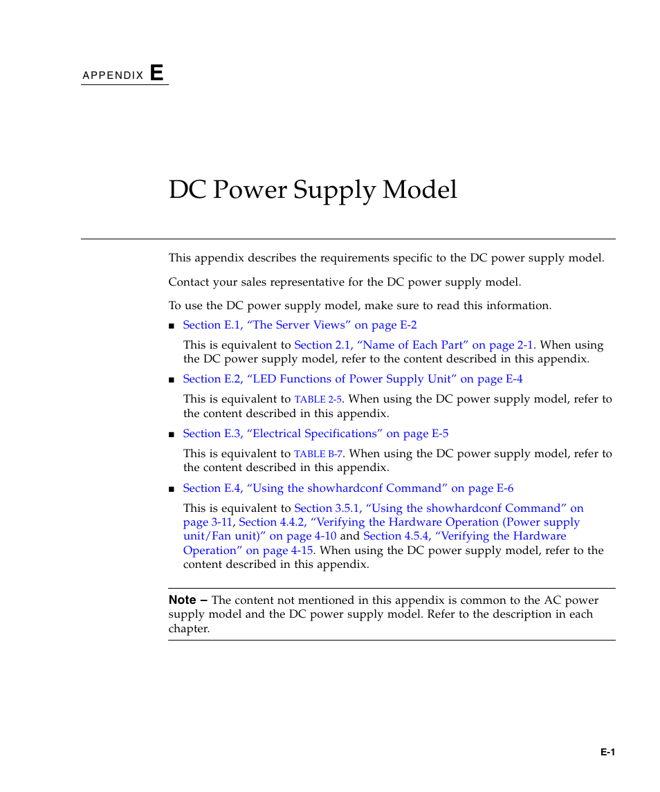 Dc power supply model, E. dc power supply model | FUJITSU SPARC Enterprise Server M3000 User Manual | Page 189 / 202