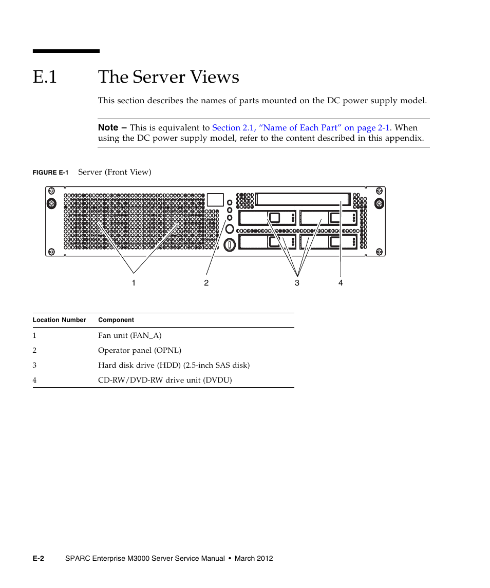 E.1 the server views, The server views | FUJITSU SPARC Enterprise Server M3000 User Manual | Page 190 / 202