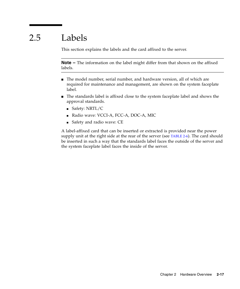 5 labels, Labels | FUJITSU SPARC Enterprise Server M3000 User Manual | Page 37 / 202