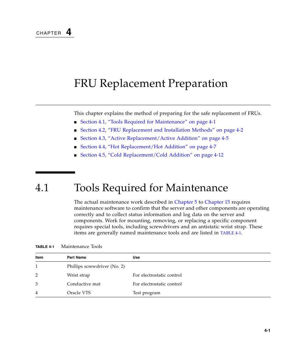 Fru replacement preparation, 1 tools required for maintenance, Tools required for maintenance | FUJITSU SPARC Enterprise Server M3000 User Manual | Page 69 / 202
