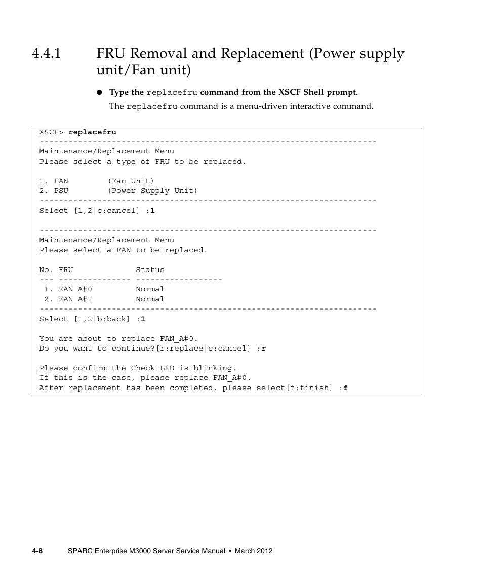 Section 4.4.1 | FUJITSU SPARC Enterprise Server M3000 User Manual | Page 76 / 202