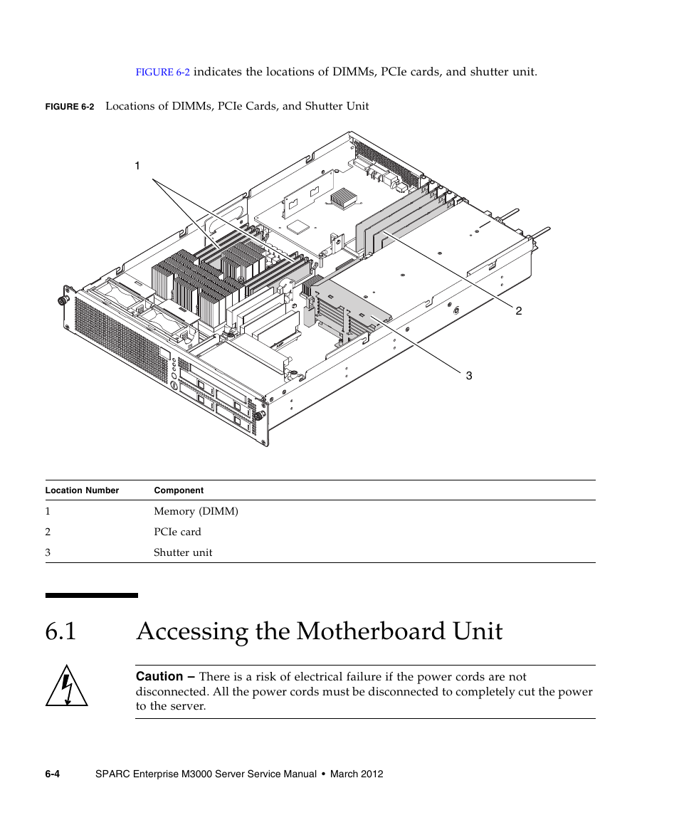 1 accessing the motherboard unit, Accessing the motherboard unit | FUJITSU SPARC Enterprise Server M3000 User Manual | Page 98 / 202