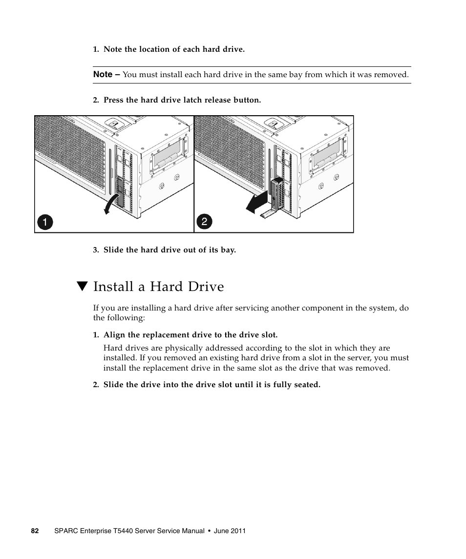 Install a hard drive | FUJITSU T5440 User Manual | Page 104 / 212