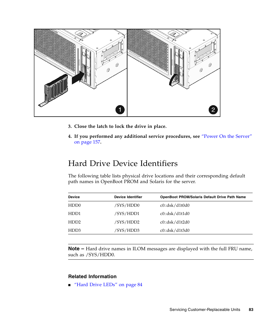 Hard drive device identifiers | FUJITSU T5440 User Manual | Page 105 / 212