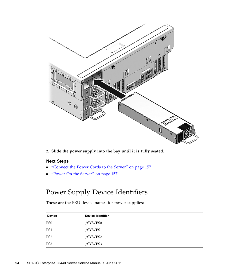 Power supply device identifiers | FUJITSU T5440 User Manual | Page 116 / 212