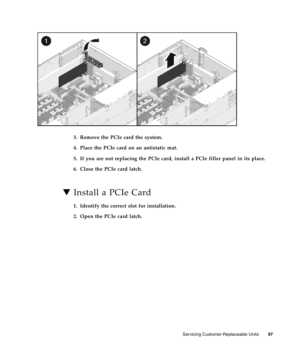 Install a pcie card | FUJITSU T5440 User Manual | Page 119 / 212