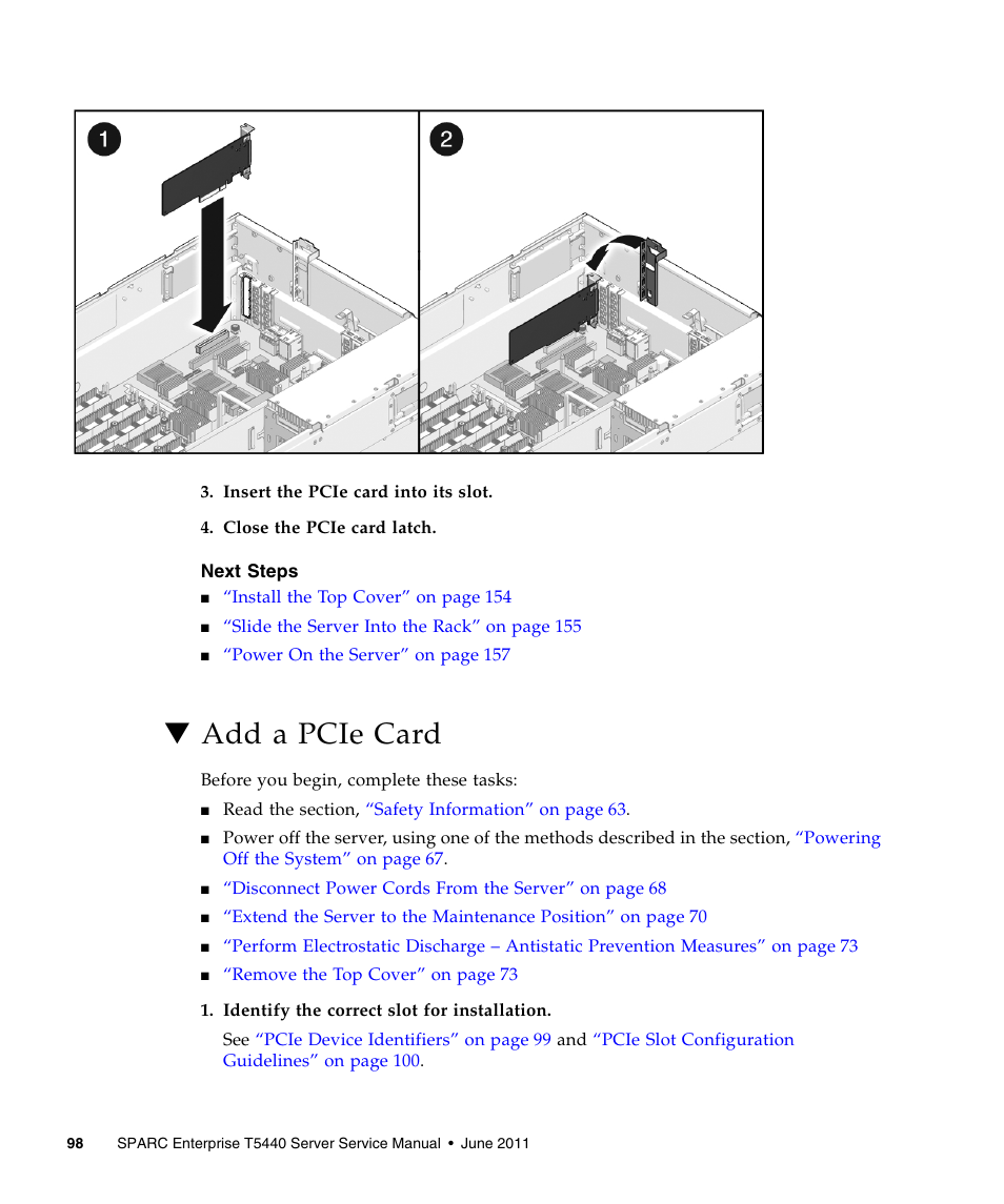 Add a pcie card | FUJITSU T5440 User Manual | Page 120 / 212