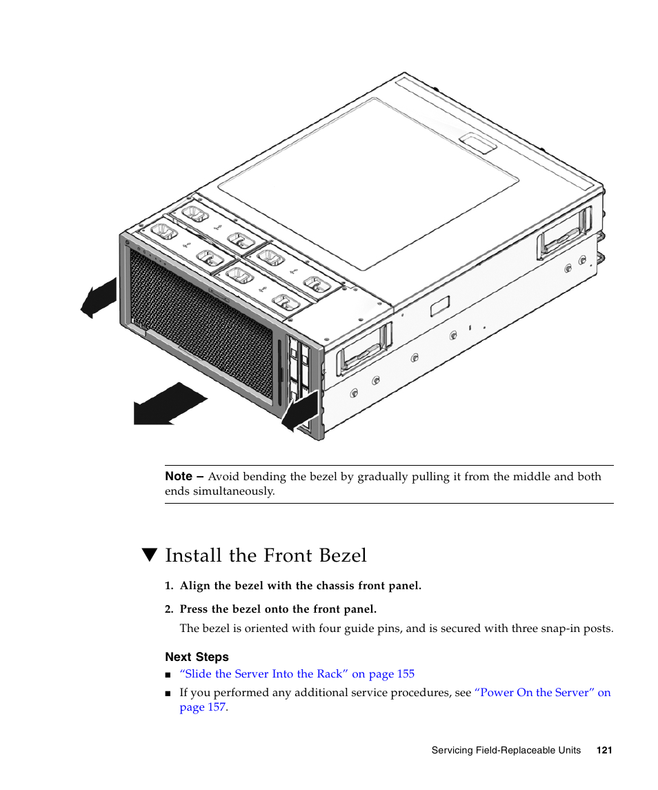 Install the front bezel | FUJITSU T5440 User Manual | Page 143 / 212