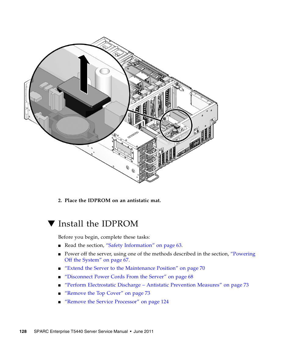 Install the idprom | FUJITSU T5440 User Manual | Page 150 / 212