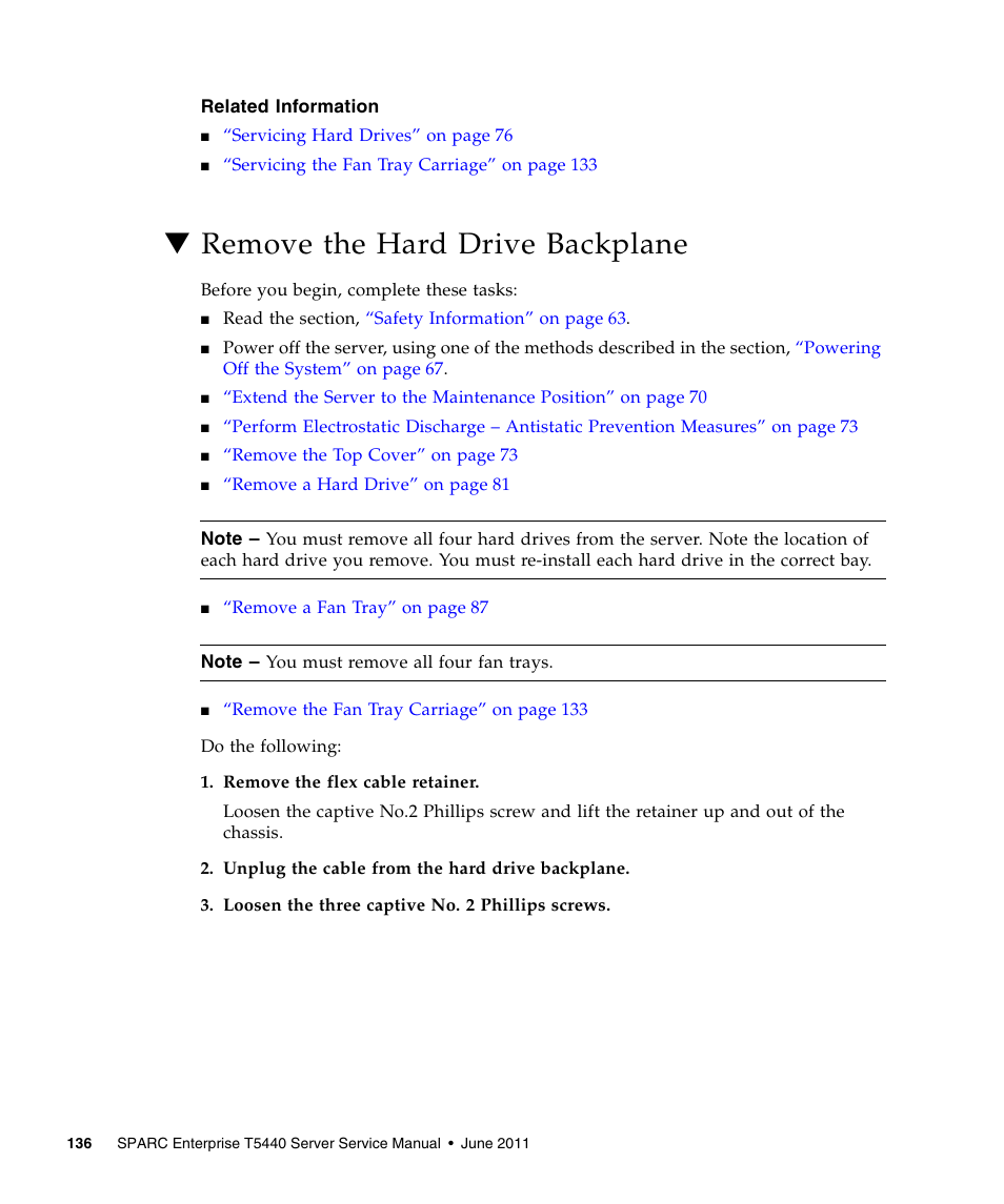 Remove the hard drive backplane | FUJITSU T5440 User Manual | Page 158 / 212