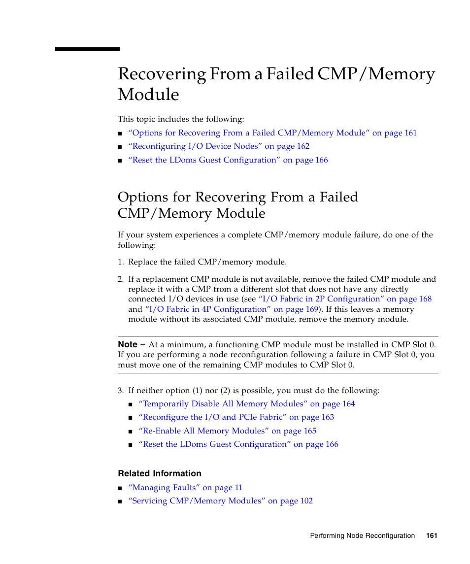 Recovering from a failed cmp/memory module | FUJITSU T5440 User Manual | Page 183 / 212