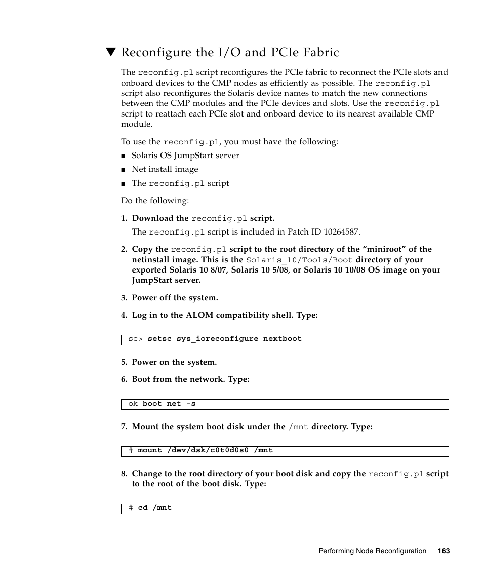 Reconfigure the i/o and pcie fabric | FUJITSU T5440 User Manual | Page 185 / 212
