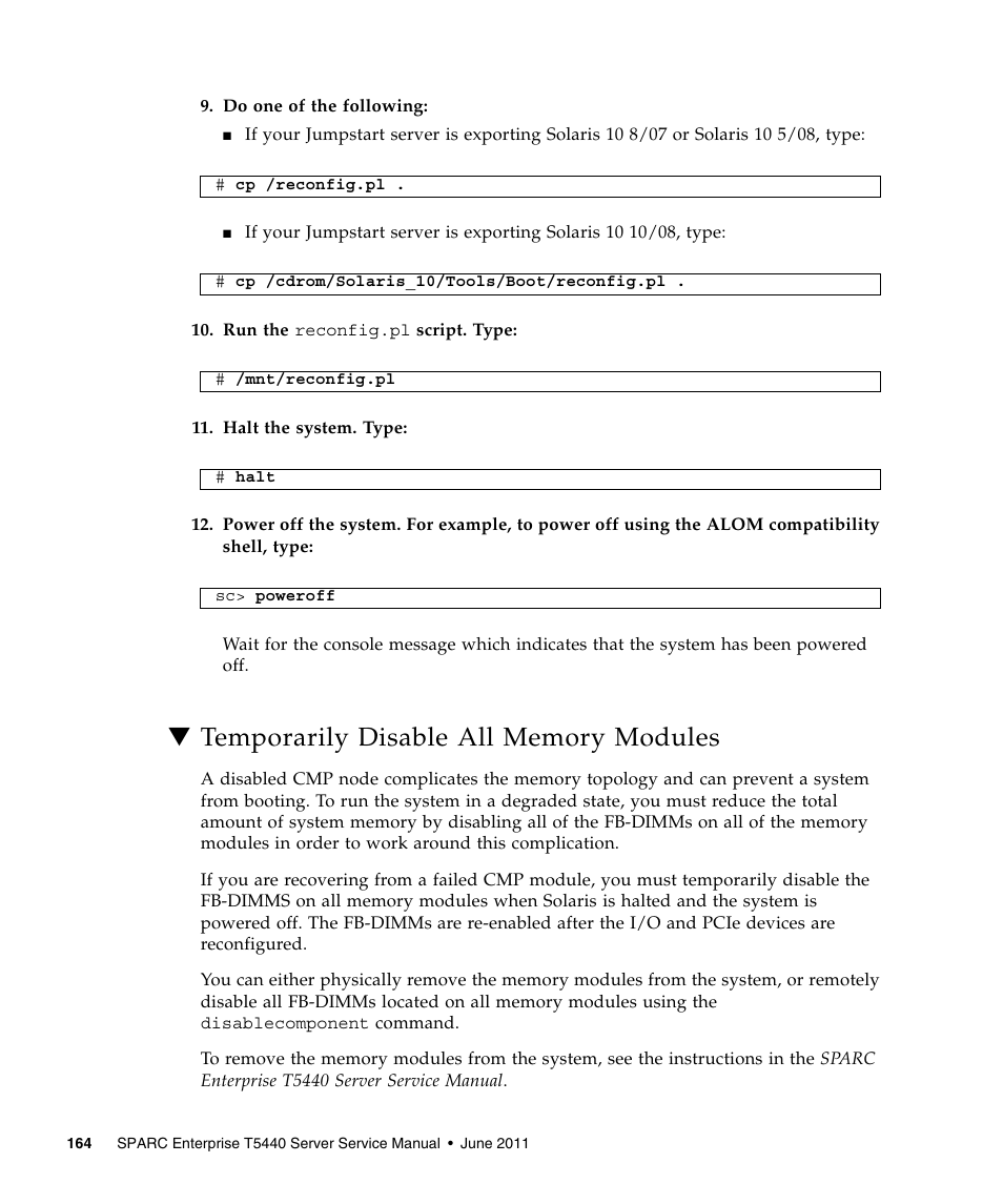 Temporarily disable all memory modules | FUJITSU T5440 User Manual | Page 186 / 212
