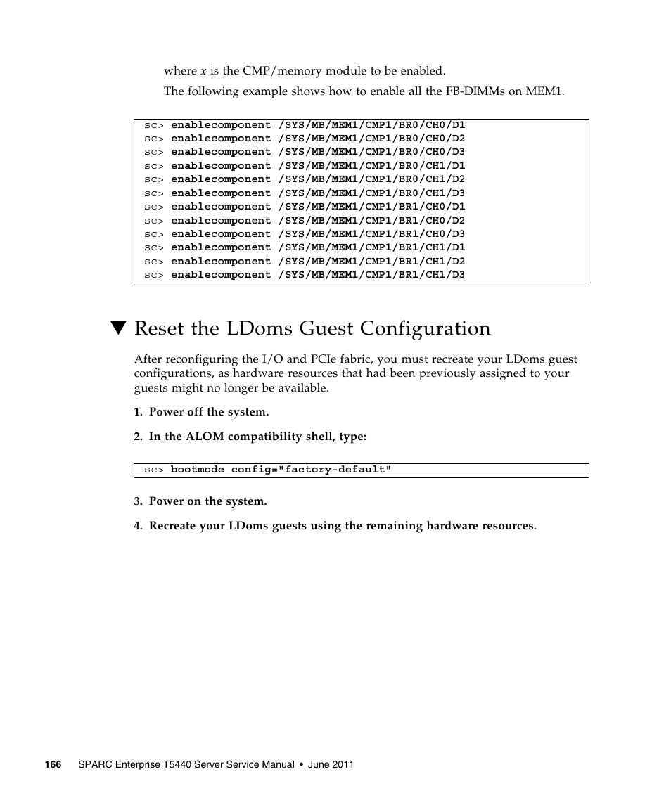 Reset the ldoms guest configuration | FUJITSU T5440 User Manual | Page 188 / 212