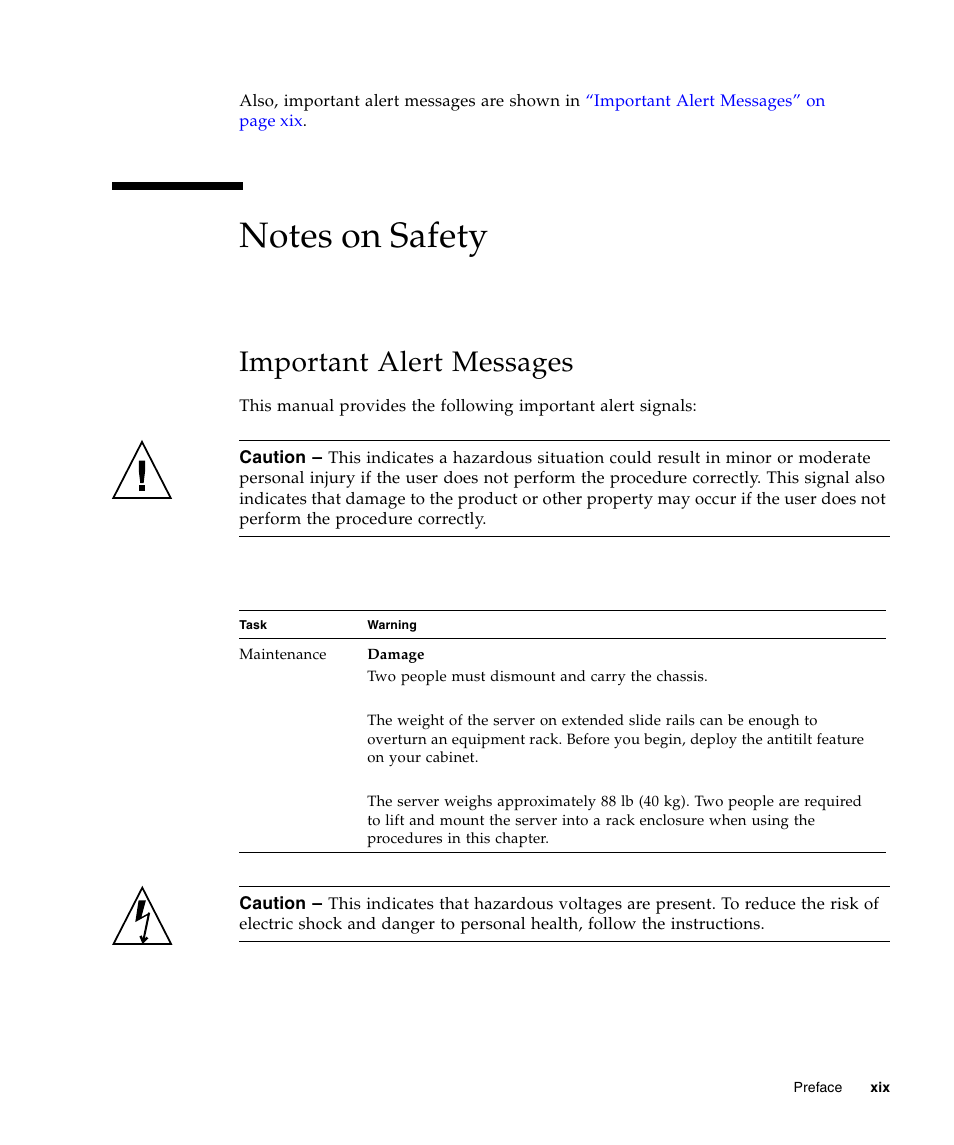 Notes on safety, Important alert messages | FUJITSU T5440 User Manual | Page 19 / 212