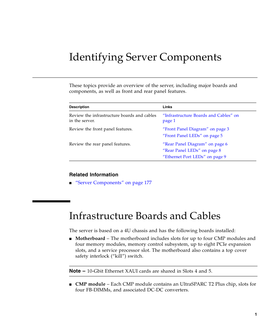 Identifying server components, Infrastructure boards and cables | FUJITSU T5440 User Manual | Page 23 / 212