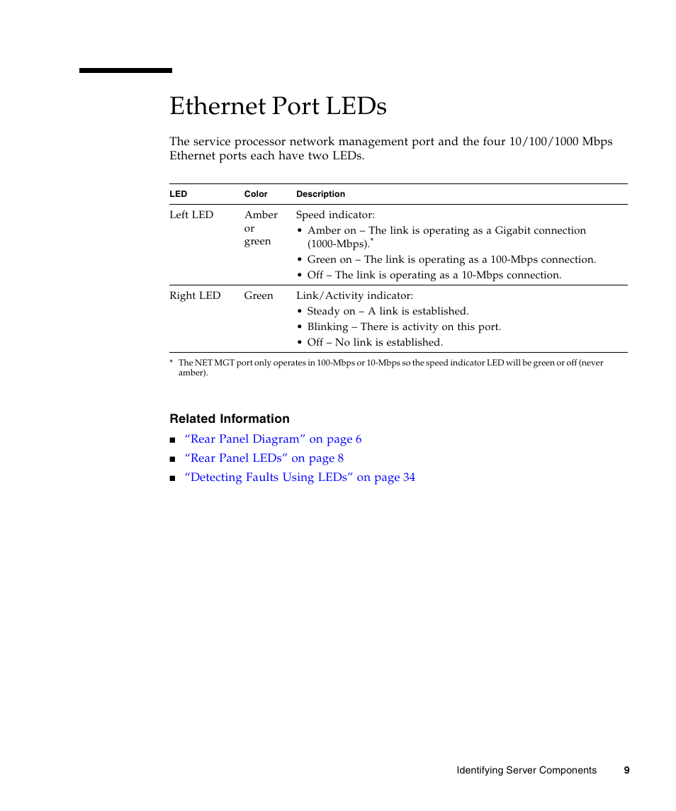 Ethernet port leds | FUJITSU T5440 User Manual | Page 31 / 212